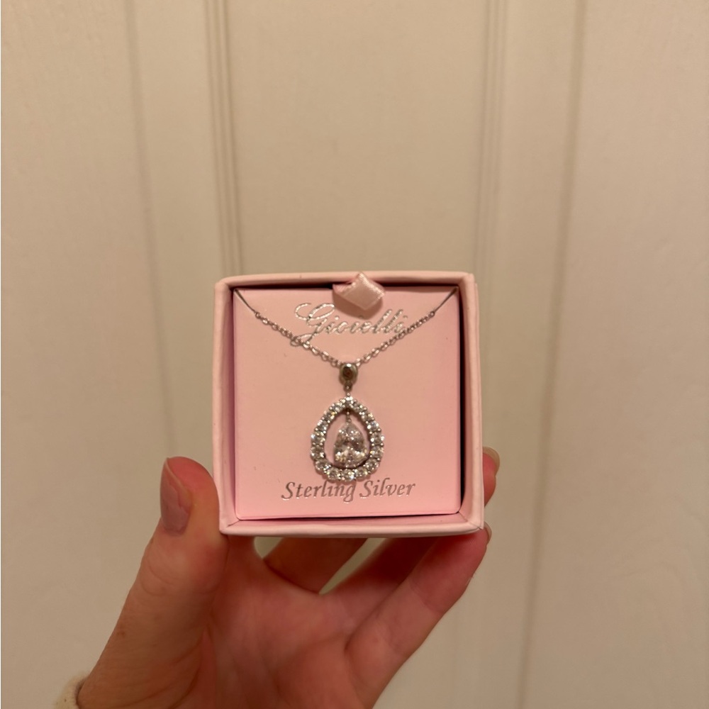 Sterling Silver Necklace with Crystal Pendant